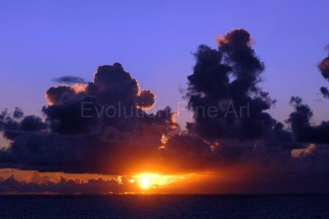 Cumulus clouds and sunset